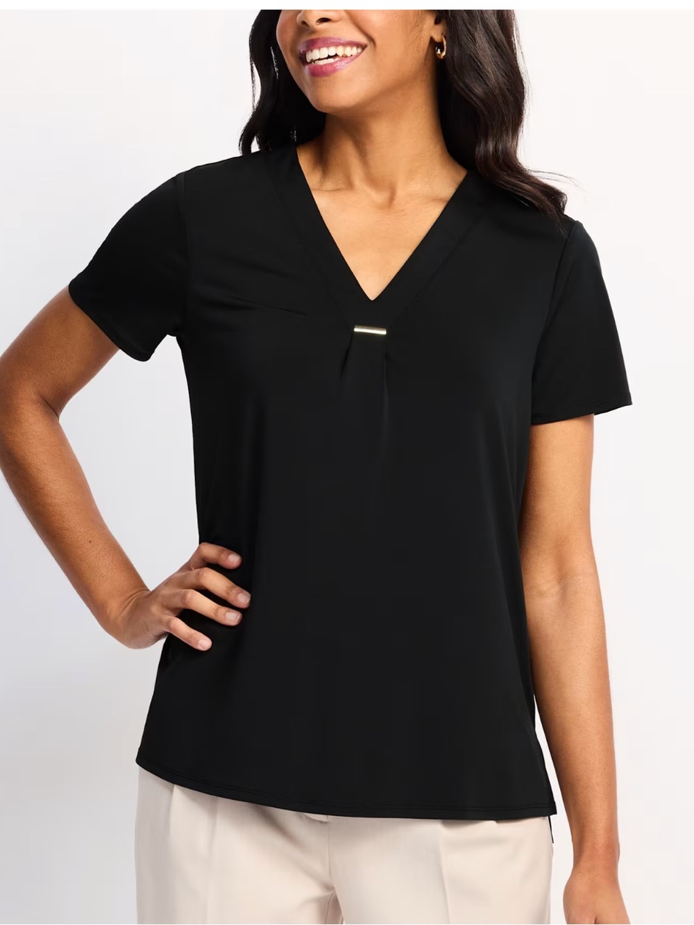 Fortune & Ivy Hardware detail Tunic knit top